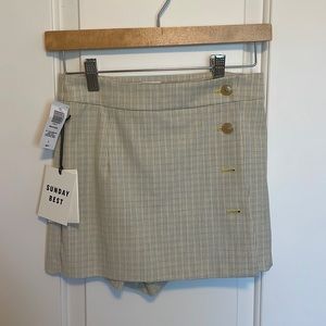 NWT Aritzia Heather Skort in Yellow-Grey Plaid Schoolgirl